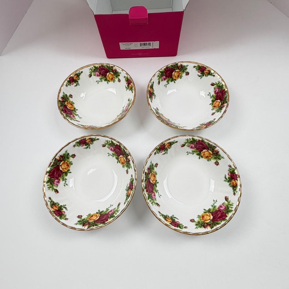 Royal Albert Old Country Roses‎ Bowls Set 4 Bone China Gold Trim New 1051424